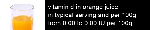 vitamin d in orange juice information and values per serving and 100g